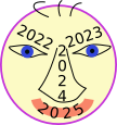 Gesicht mit 2022, 2023, 2024 und 2025
