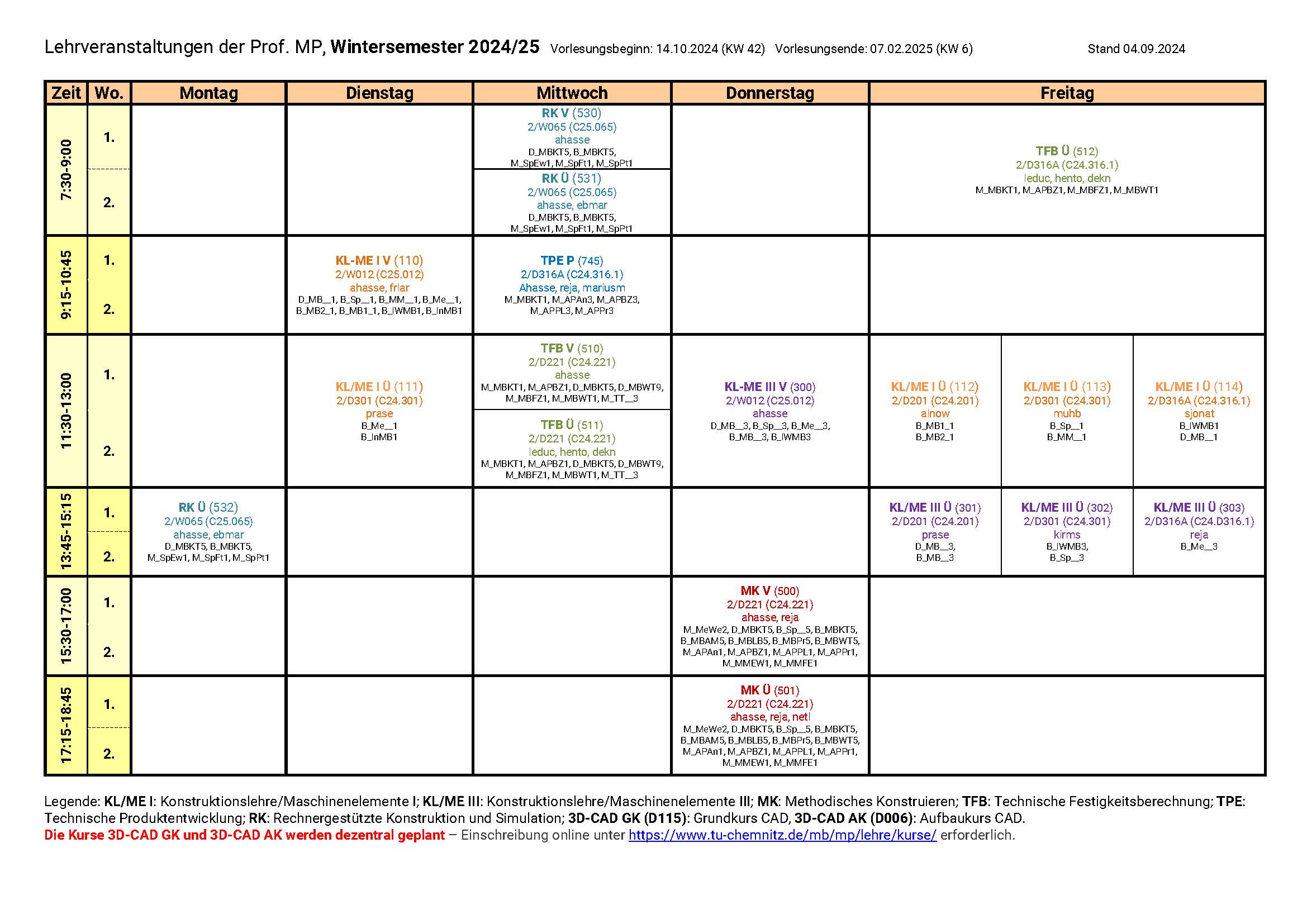 Stundenplan WS 2024/25