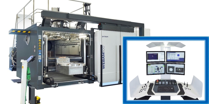 Beispielapplikation einer Elektronenstrahlschweißanlage mit entsprechenden Bedienelementen. Quelle: TU Chemnitz/pro-beam systems GmbH