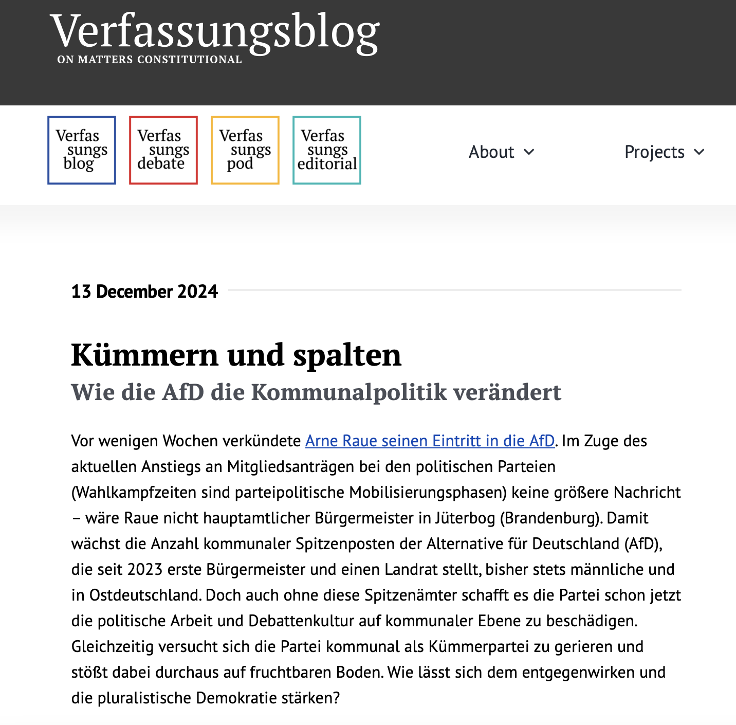 12/2024: Beitrag "Kümmern und spalten" im Verfassungsblog