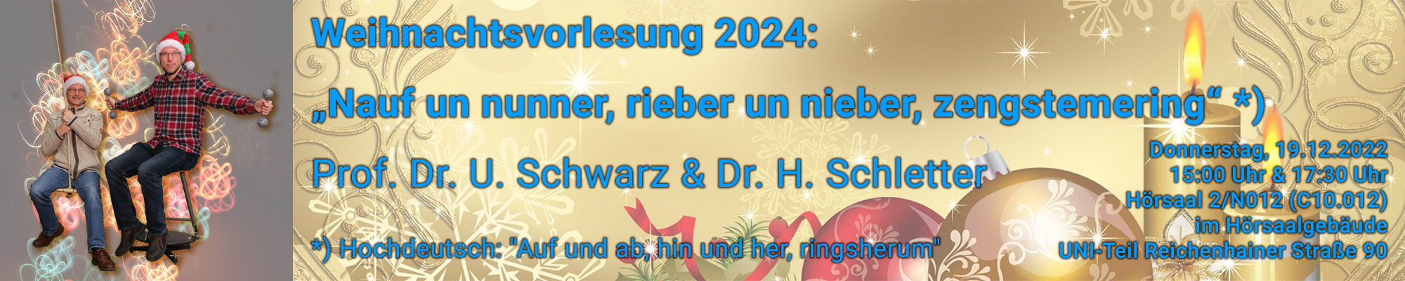 Werbebanner zur Weihnachtsvorlesung der Physiker 2024