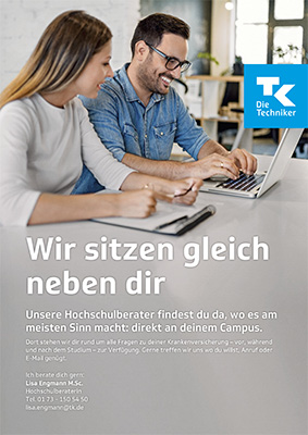 Werbung mit Verlinkung zur Techniker Krankenkasse